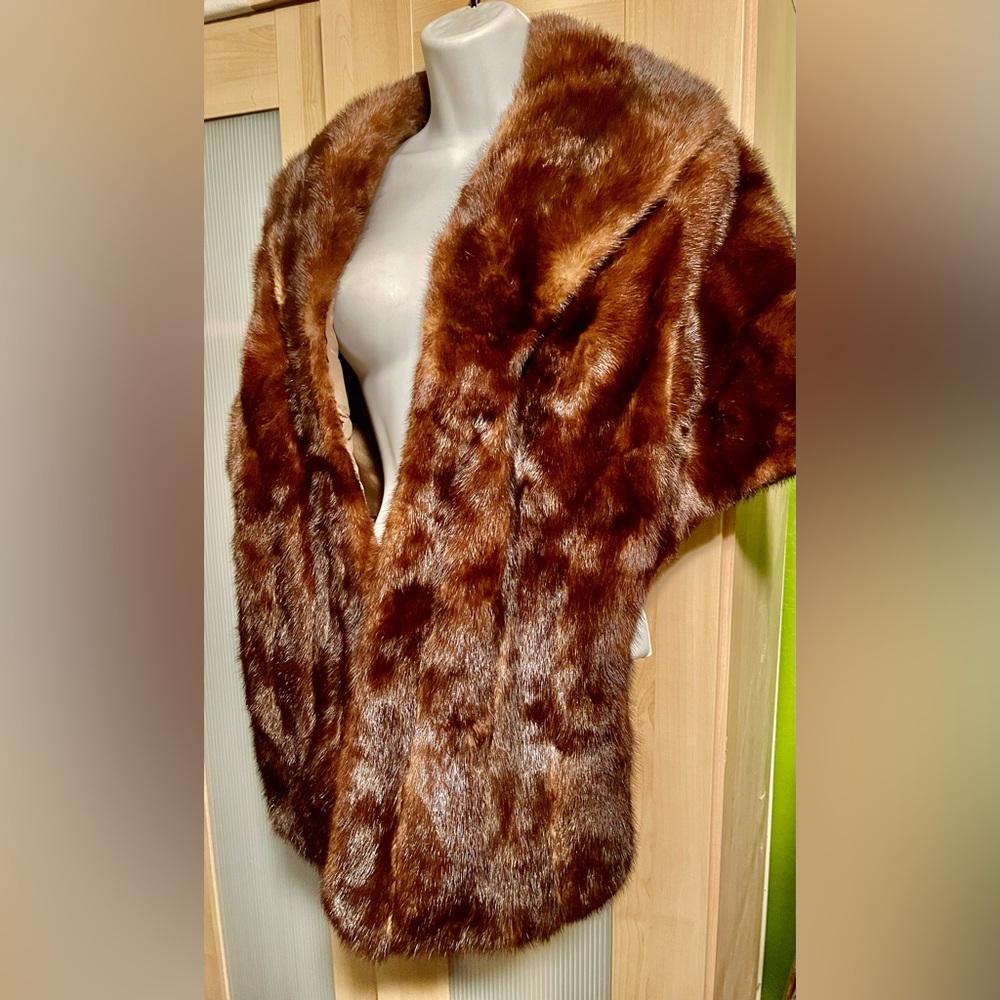 ❣️Robert-Liebes San Francisco❣️Mink Stole Shawl Wrap Collar Brown